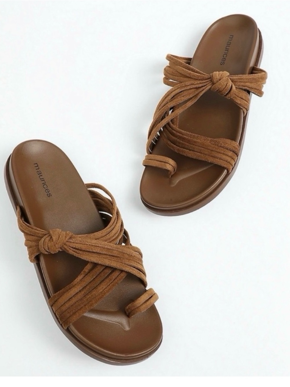 Maurices Brown Knotted Strap Slide Sandals